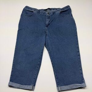 Riders by Lee Womens Blue Cuffed Capri Jeans Medium Wash Stretch 16W